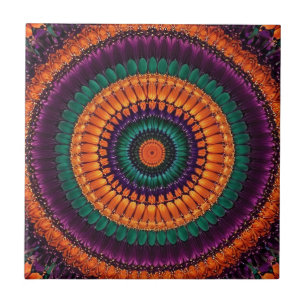 Lebhafter kreisförmiger Orange, Aquamarin, Lila, g Fliese