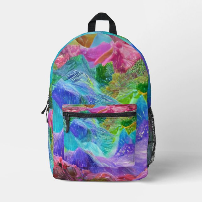 Lebhafter Kristallberg Abstrakt Bedruckter Rucksack (Vorderseite)