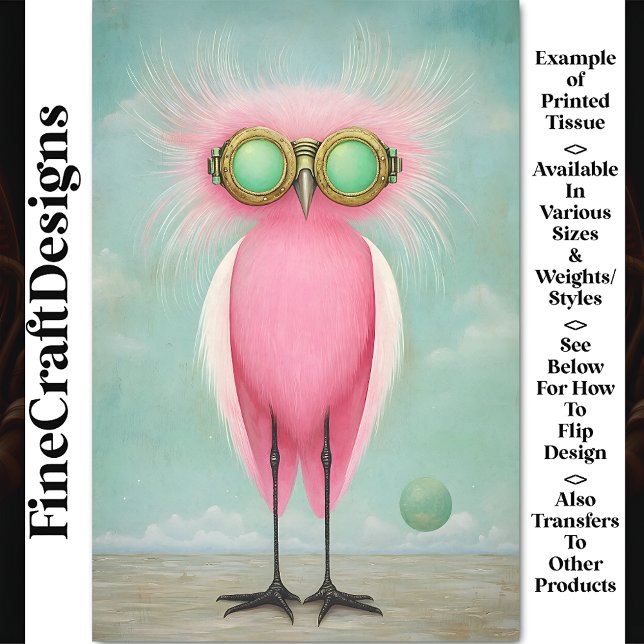 Lebhafter, langlebig Funny Pink Bird BS9 Decoupage Seidenpapier (Von Creator hochgeladen)