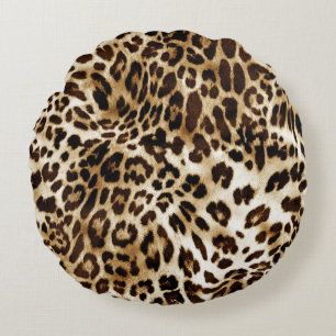 Lebhafter Leopard: farbenprächtiges Textildesign. Rundes Kissen