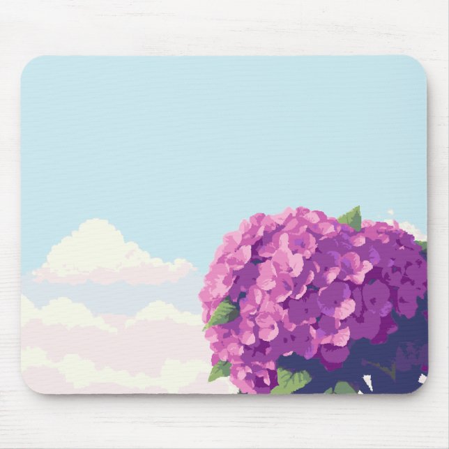 Lebhafter Lila Hydrangeas-Maus-Pad Mousepad (Vorne)