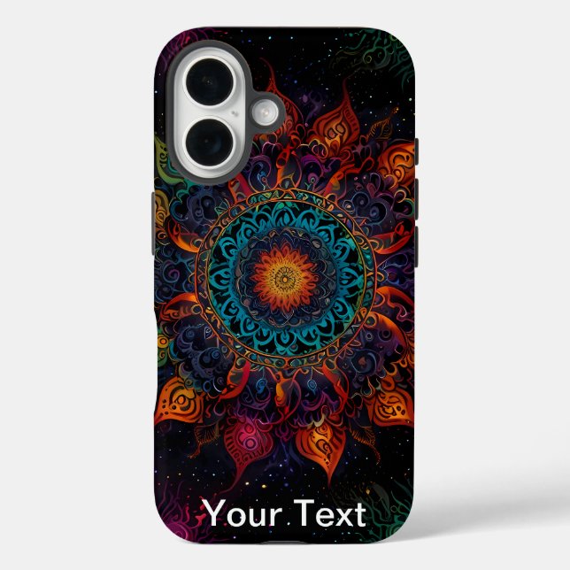 Lebhafter Mandala Swirl: OtterBox iPhone 16 Hülle (Rückseite)