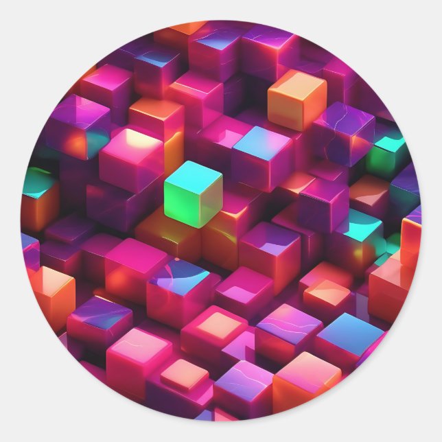 Lebhafter Marble Fusion Cube Runder Aufkleber (Vorderseite)