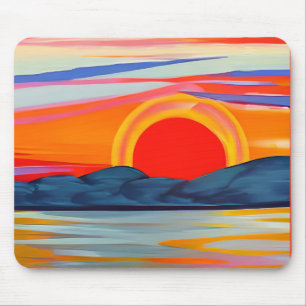 Lebhafter Meeressonnenuntergang über Bergen Mousepad