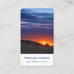 Lebhafter Meeresstrand Sonnenuntergang Reise Agent Visitenkarte