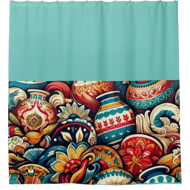Lebhafter mexikanischer Cantaro Design Duschvorhan Duschvorhang (Vorderseite)