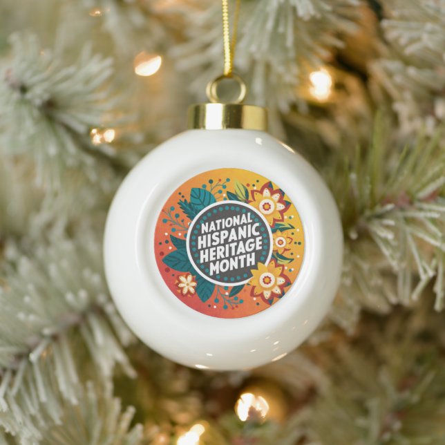 Lebhafter Monat des hispanischen Nationalerbes Keramik Kugel-Ornament (Baum)