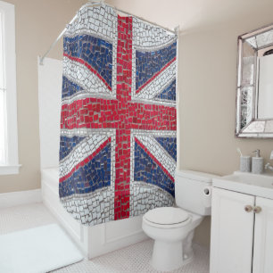 Lebhafter Mosaik Union Jack Duschvorhang