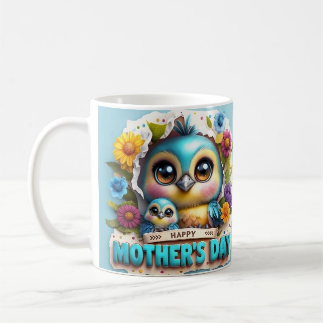 Lebhafter Muttertag Bird mit kick Design Kaffeetasse (Links)
