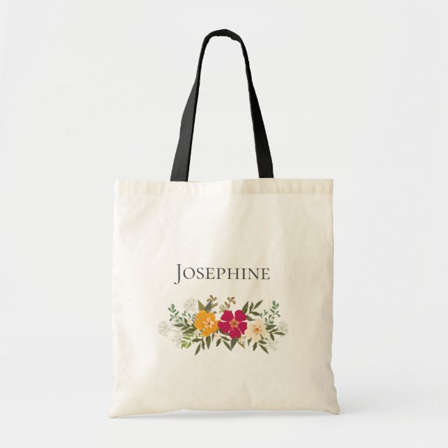 Lebhafter Name Floral Bouquet Bridesmaid  Tragetasche (Vorne)