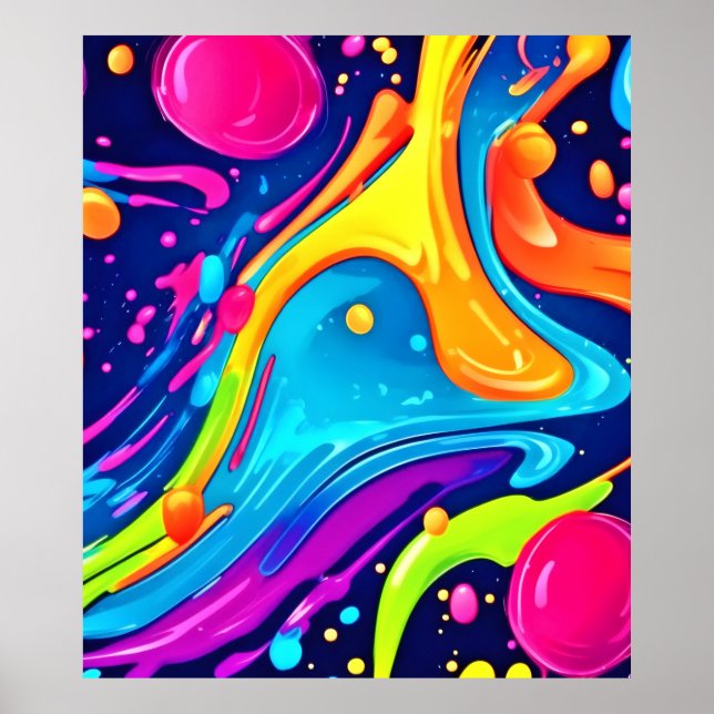Lebhafter Neon Abstrakt Art Splash Poster (Vorne)