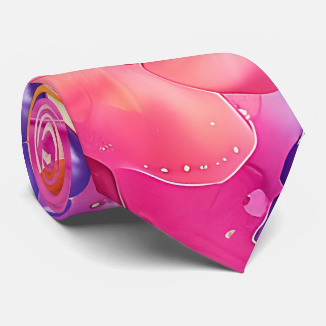 Lebhafter Neon farbenfroher rosa gelber Regenbogen Krawatte (Gerollt)