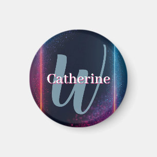 Lebhafter Neonlichtrahmen mit Individuelle Name Magnet