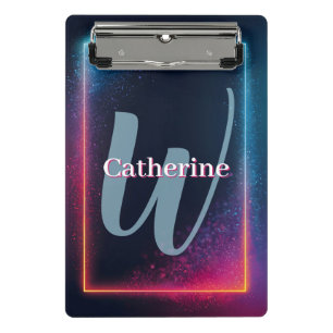 Lebhafter Neonlichtrahmen mit Individuelle Name Mini Klemmbrett