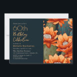 Lebhafter Orange Green Cactus Desert 60. Geburtsta Einladung<br><div class="desc">Feiern Sie mit dieser atemberaubenden 5"x7"-Geburtstagseinladung 60 stilvoll, entworfen mit fett orangefarbenen Kaktusblüten vor einem dramatischen marinen Hintergrund. Das lebendige Blumenwerk symbolisiert Wachstum und Schönheit, während die schicke moderne Typografie diesen unvergesslichen Meilenstein unterstreicht. Diese Einladung ist ideal, um den 60. Geburtstag eines geliebten Menschen zu würdigen. Sie Set den Ton...</div>