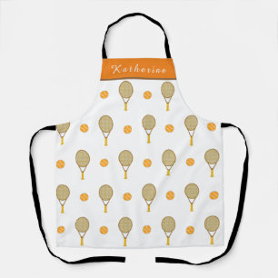 Lebhafter Orange Tennis Fun Personalisiert Player  Schürze