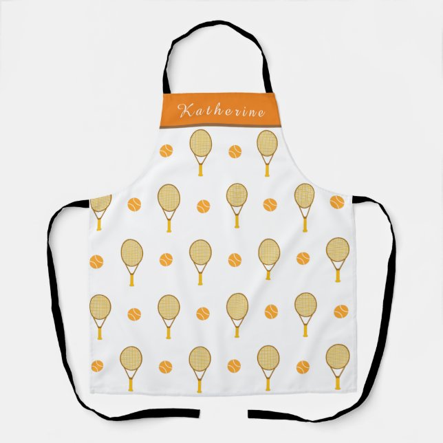 Lebhafter Orange Tennis Fun Personalisiert Player  Schürze (Vorderseite)