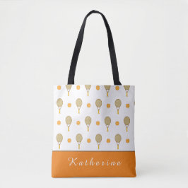 Lebhafter Orange Tennis Fun Personalisiert Player  Tasche