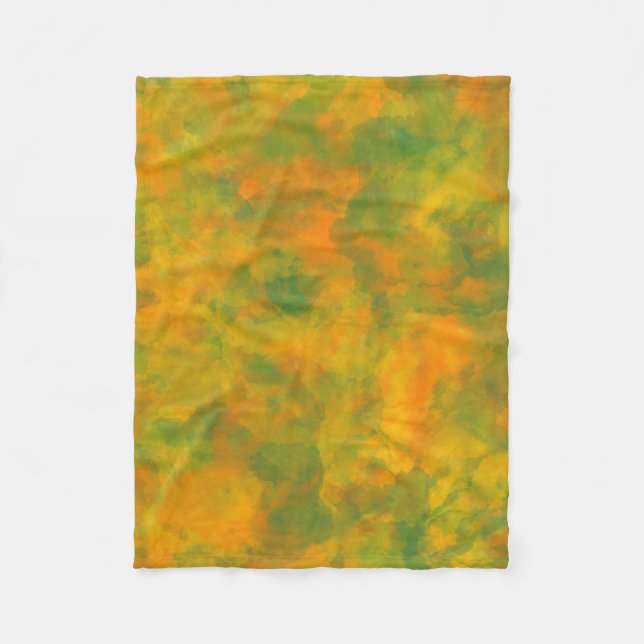 Lebhafter Orange und grüner Marmor Fleecedecke (Vorderseite)