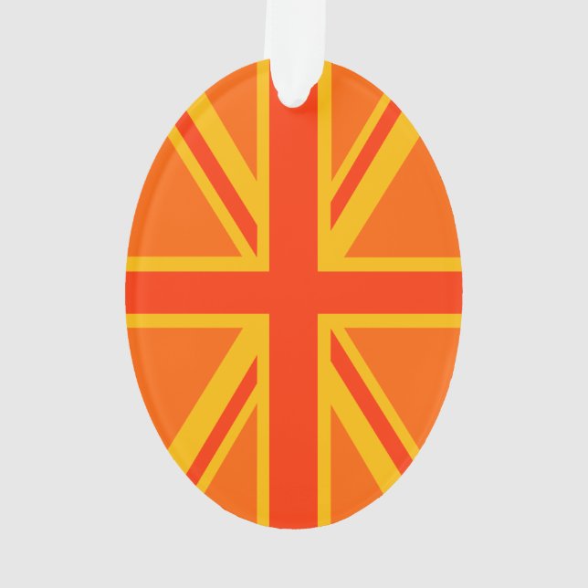Lebhafter Orange Union Jack British Flag Swag Ornament (Rückseite)