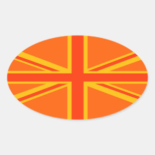 Lebhafter Orange Union Jack British Flag Swag Ovaler Aufkleber