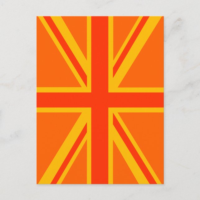 Lebhafter Orange Union Jack British Flag Swag Postkarte (Vorderseite)