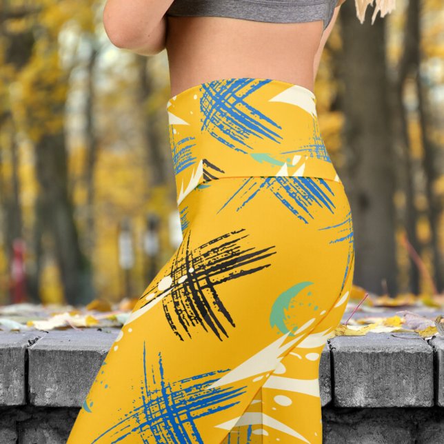 Lebhafter Orange Yellow Dragon Slash Pattern Yoga Capri Leggings (Dragon Slash on Orange Yellow Capri Leggings)