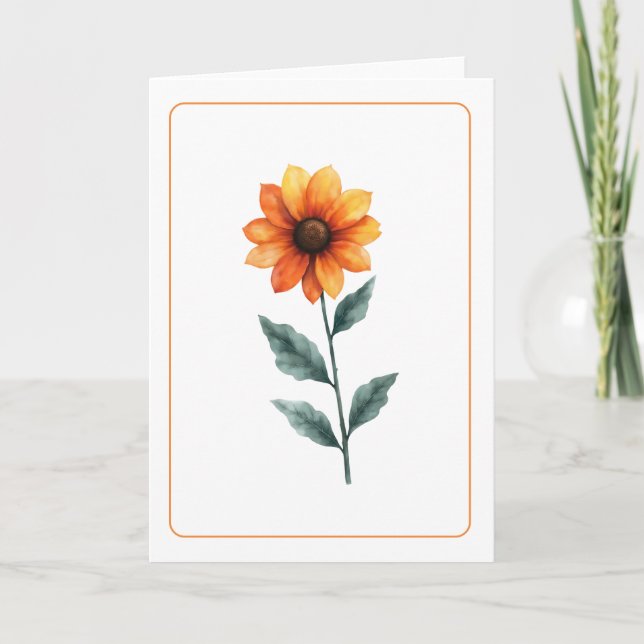 Lebhafter orangefarbener Sonnenblumen-Blank Karte (Vorderseite)