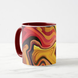 Lebhafter, orangefarbener und roter Abstrakter Flu Tasse