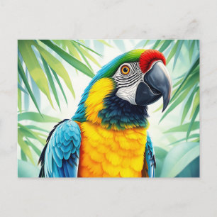 Lebhafter Papagei mit detaillierten Federn Postkarte