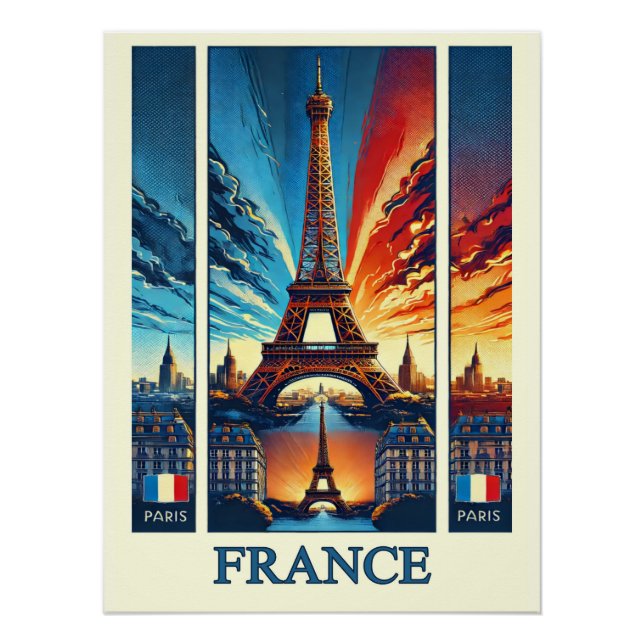 Lebhafter Paris Eiffel Tower - Frankreich Poster (Vorderseite)