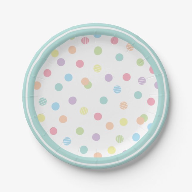 Lebhafter Pastel Polka Dot  Pappteller (Vorderseite)