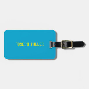 Lebhafter Personalisierter Name in Blau und Gelb Gepäckanhänger
