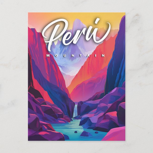 Lebhafter Peru-Berg: Eine zeitgenössische Reise Postkarte (Vorderseite)