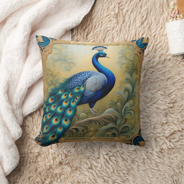 Lebhafter Pfau mit bunten Federn Kissen (Decke)