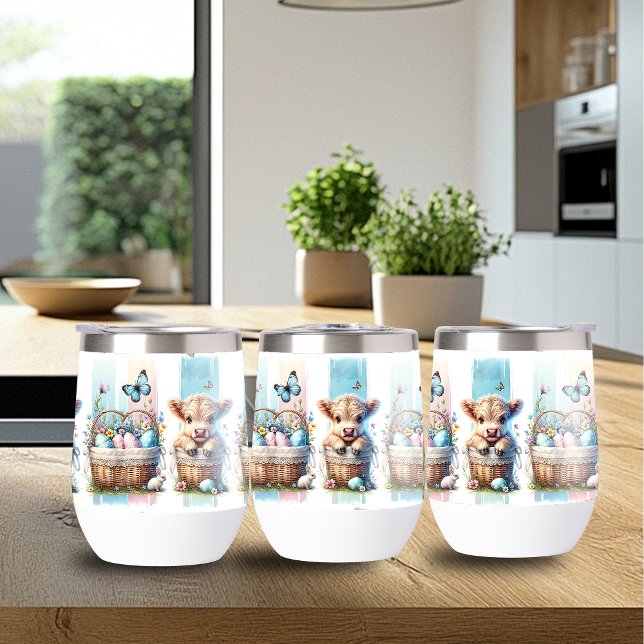 Lebhafter Pinselstrich Osterkuh Wein Tumbler (Von Creator hochgeladen)