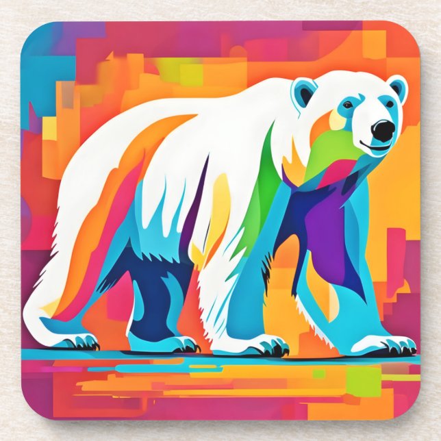 Lebhafter Polar-Bär Getränkeuntersetzer (Vorderseite)
