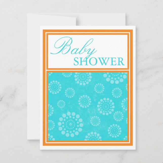 Lebhafter Pop Aqua Orange Babydusche Einladungen (Vorderseite)