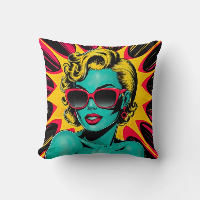 Lebhafter Pop Art Diva Kissen (Vorderseite)