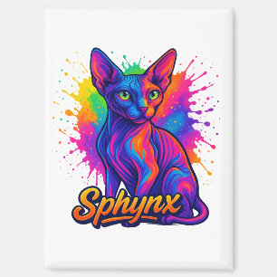 Lebhafter Pop Art Sphynx Cat - Farbenfroh Modern Magnet