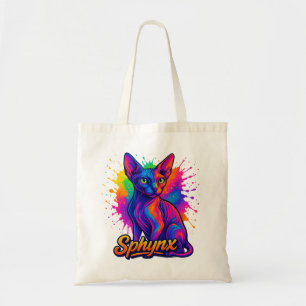 Lebhafter Pop Art Sphynx Cat - Farbenfroh Modern Tragetasche