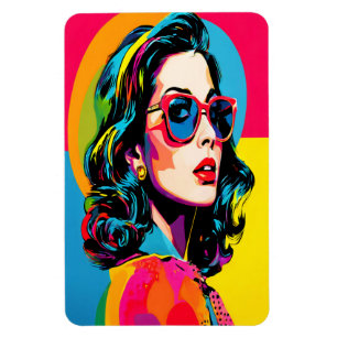 Lebhafter Pop Kunst Die Retro-Kulisse Magnet