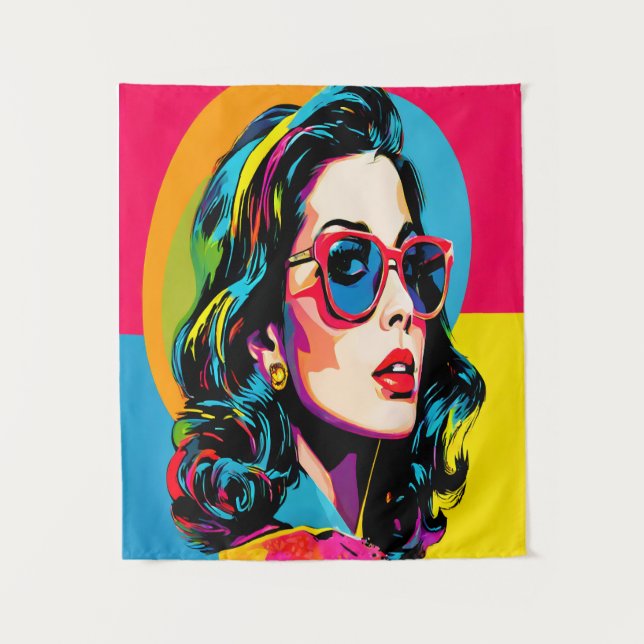 Lebhafter Pop Kunst Die Retro-Kulisse Wandteppich (Vorderseite)