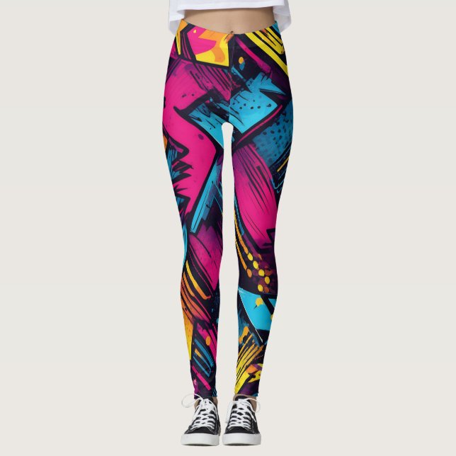 Lebhafter Pop Kunst Leggings mit feinen Leggings (Vorderseite)