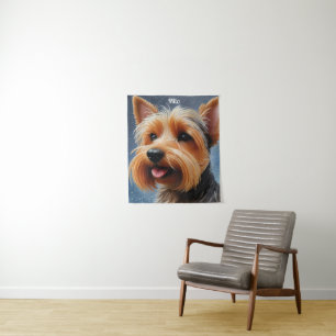 Lebhafter Pop Pointillism Yorkshire Terrier Art Wandteppich