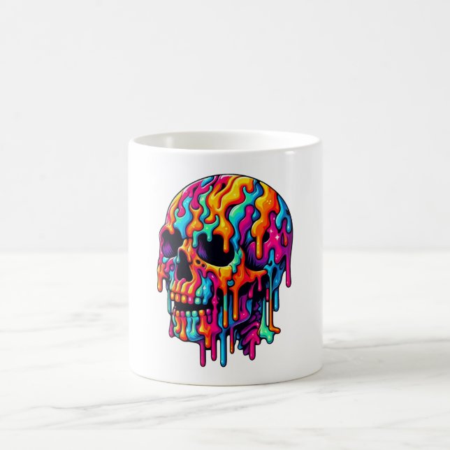 Lebhafter psychedelischer Schädel Kaffeetasse (Mittel)