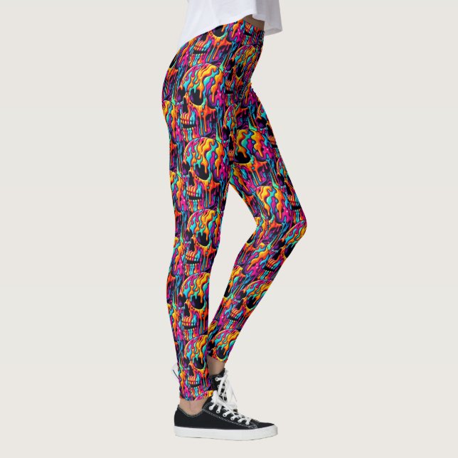 Lebhafter psychedelischer Schädel Leggings (Rechts)