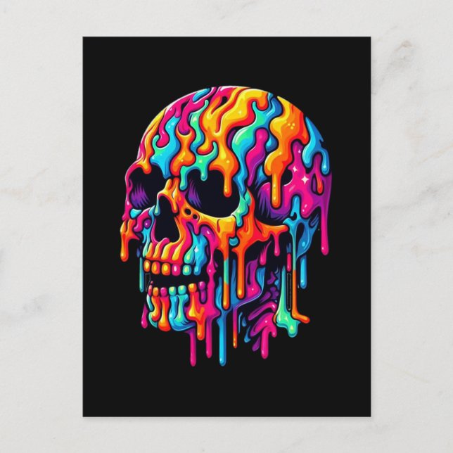 Lebhafter psychedelischer Schädel Postkarte (Vorderseite)