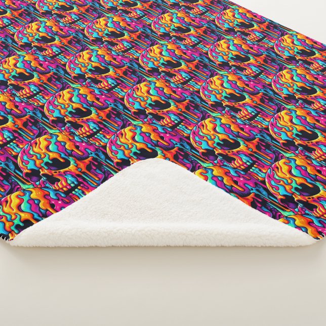 Lebhafter psychedelischer Schädel Sherpadecke (3/4)