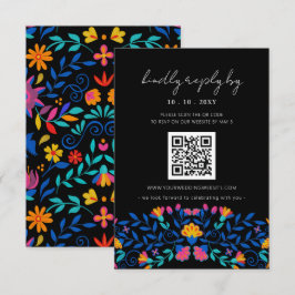 Lebhafter QR-Code für mexikanische Blumenfiesta RSVP Karte
